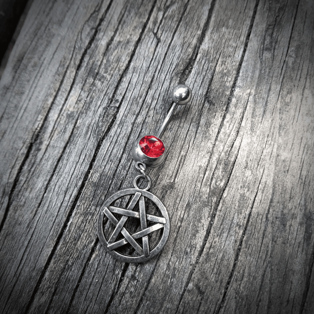 red pentagram belly ring - Punk Pixie Bound