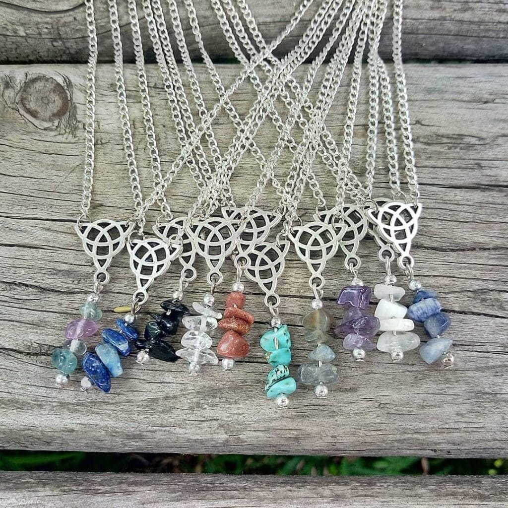 Triquetra stone chip pendant