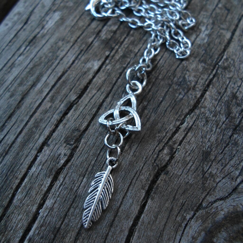 Feather and celtic knot choker necklace