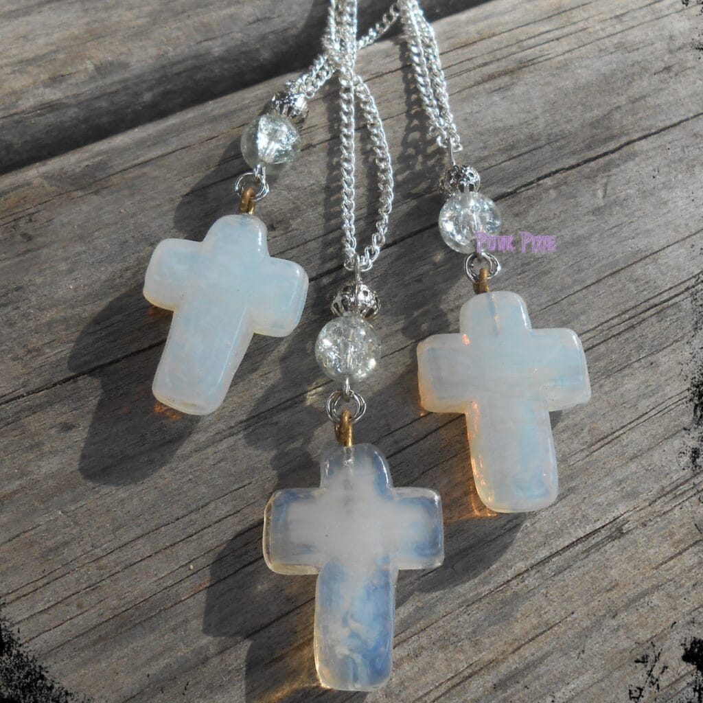 Opalite cross pendant - Punk Pixie Bound