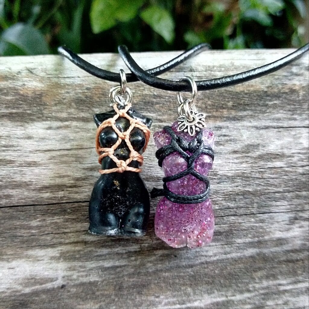 mini goddess necklace - black and purple