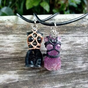 mini goddess necklace - black and purple