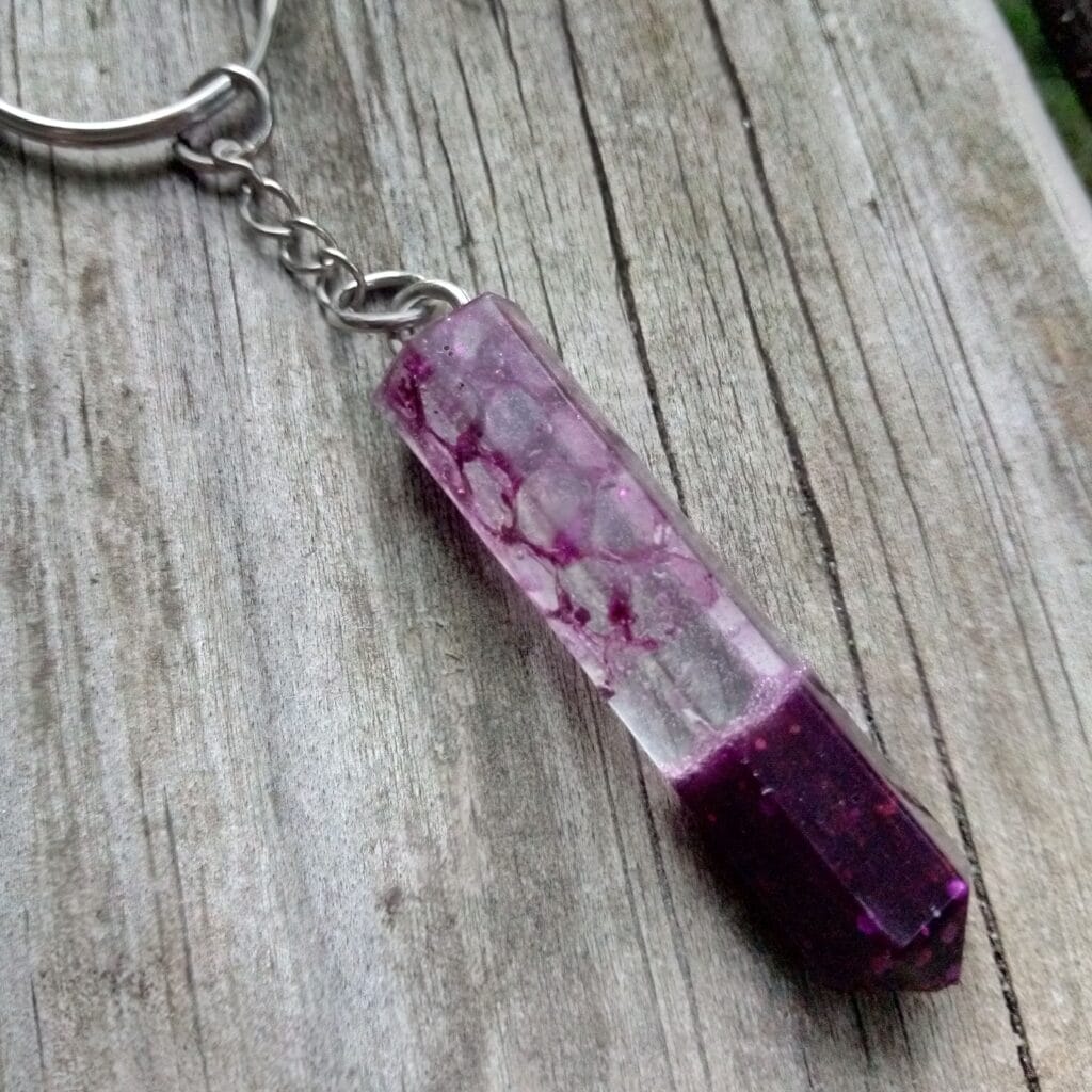 purple snake skin key chain
