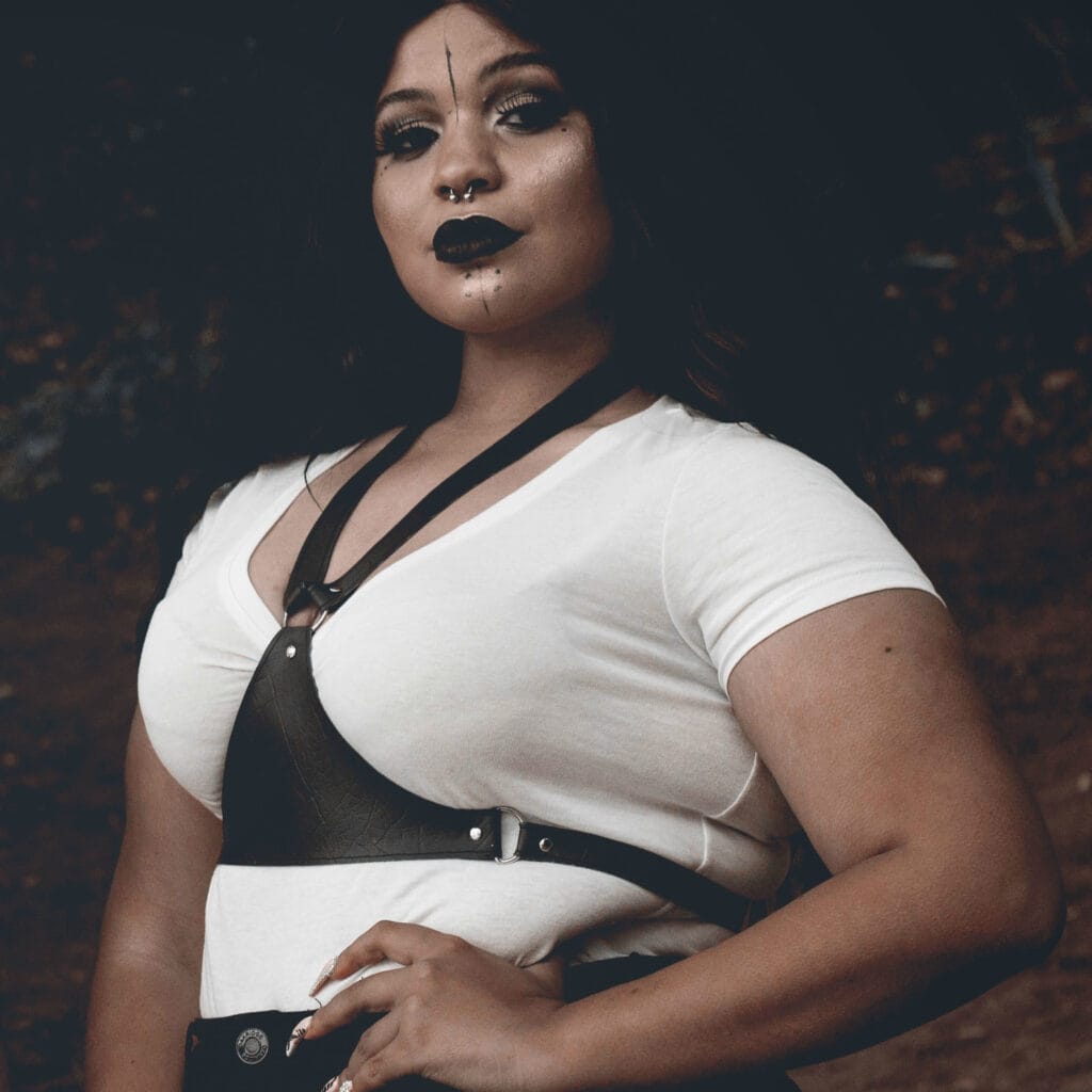 Taint harness main image - leather body harness - Punk Pixie